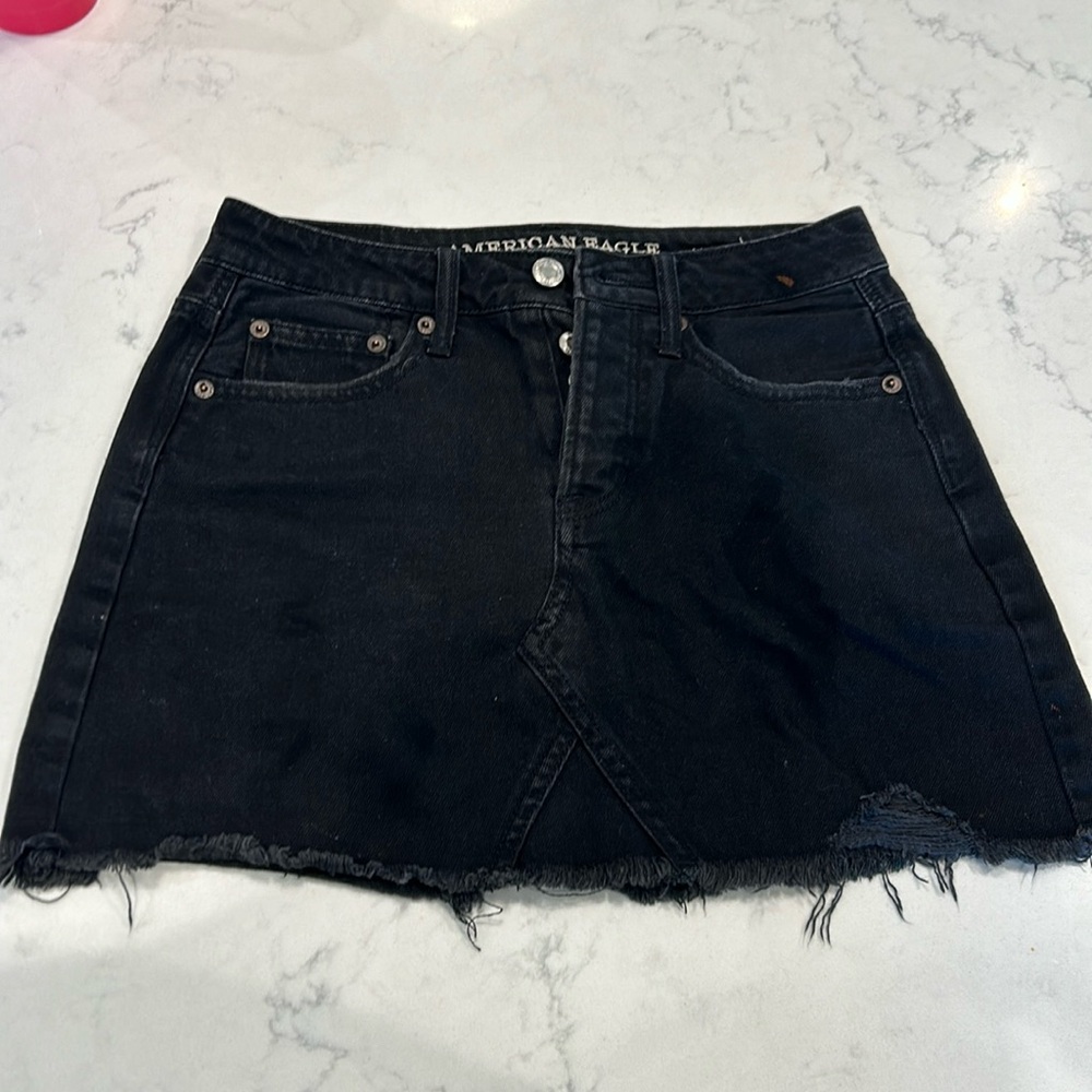 American Eagle Outfitters Black Denim Mini Skirt Size 0